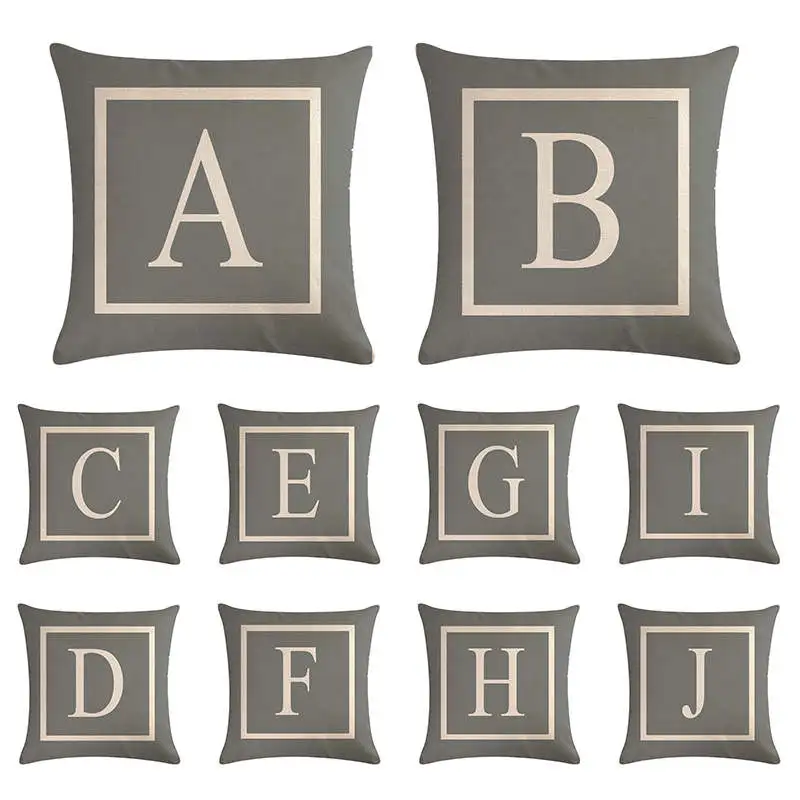 Текстура серый чехол для подушки с буквами 26 английские подушка крышка из льна