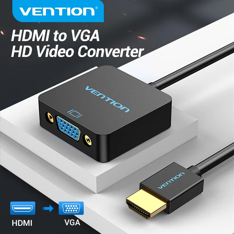 

Преобразователь Vention HDMI в VGA с аудиоразъемом «штекер-гнездо», адаптер HDMI-VGA для PS4, ноутбука, ТВ-приставки, 3,5 гнезда, VGA-HDMI