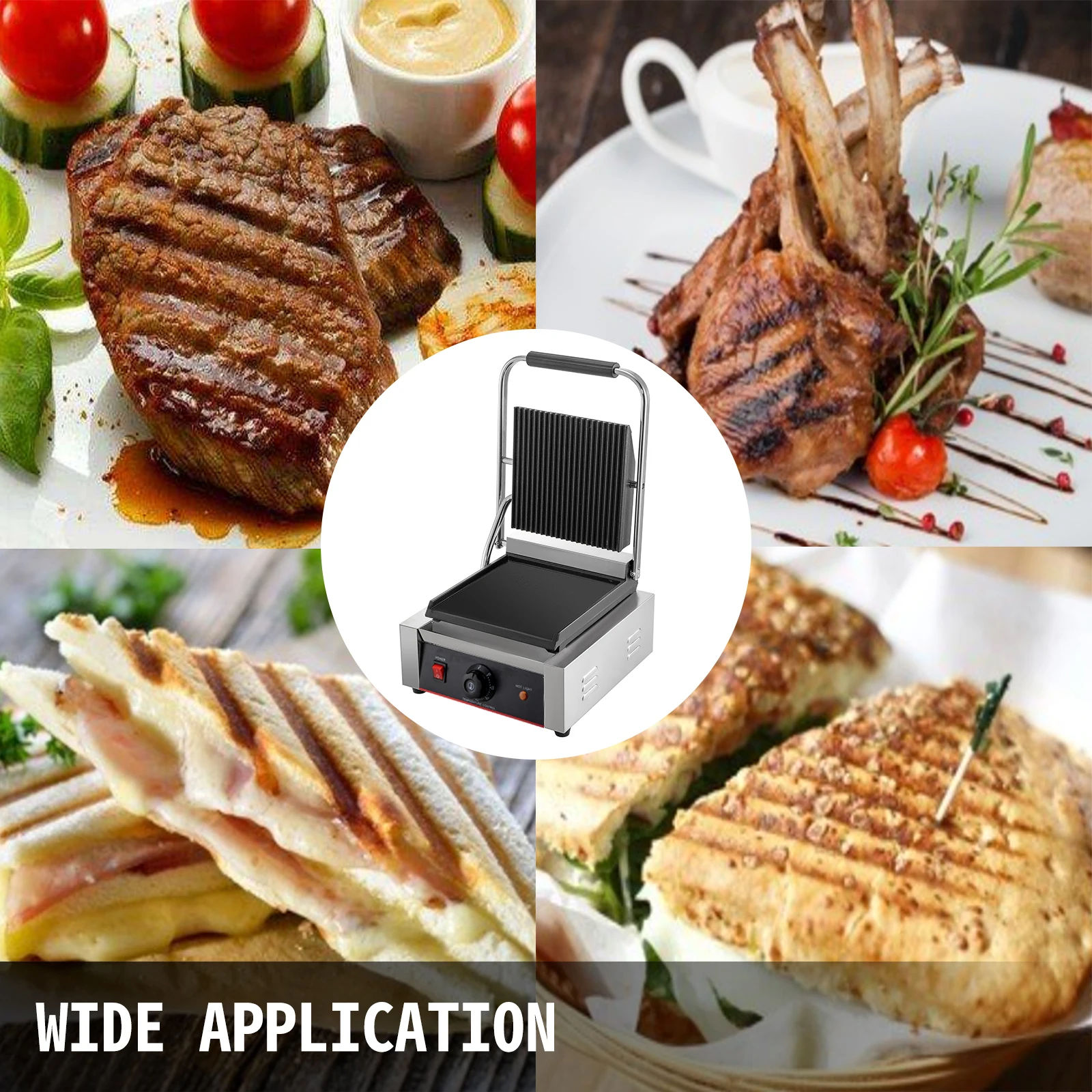 vevor electric contact grill griddle commercial panini press grill non stick for cooking sandwiches steak meat scrambled eggs free global shipping