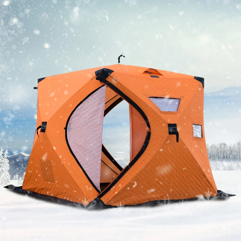 Verkauf 3-4Person Schnelle Öffnung Winter Eis Fising Zelt 180x180x165cm Verdickt Warme Baumwolle Outdoor Camping Touristischen Zelt Große Winter Haus