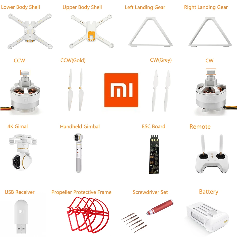 Оригинальный Дрон Xiaomi Mi Drone 4K 1080P версия RC FPV Квадрокоптер запасные части 17 4 в 5100