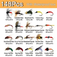 32 148pcs mixed styles fly fishing lure wetdry nymph artificial flies bait pesca tackle trout bass kit