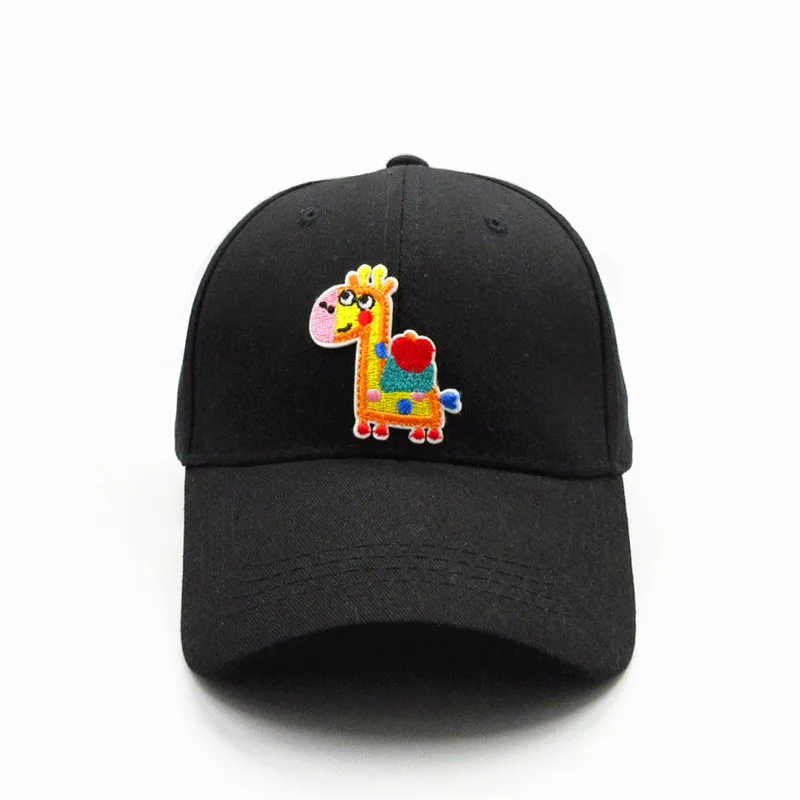 

2021 Cartoon Giraffe Embroidery Cotton Baseball Cap Hip-hop Adjustable Snapback Hats for Men and Women 361
