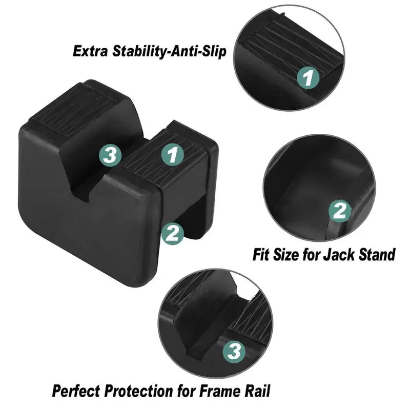 

4Pcs Floor Jack Pad Adapter for Jack Stand Universal Rubber Slotted Frame Welds Protector