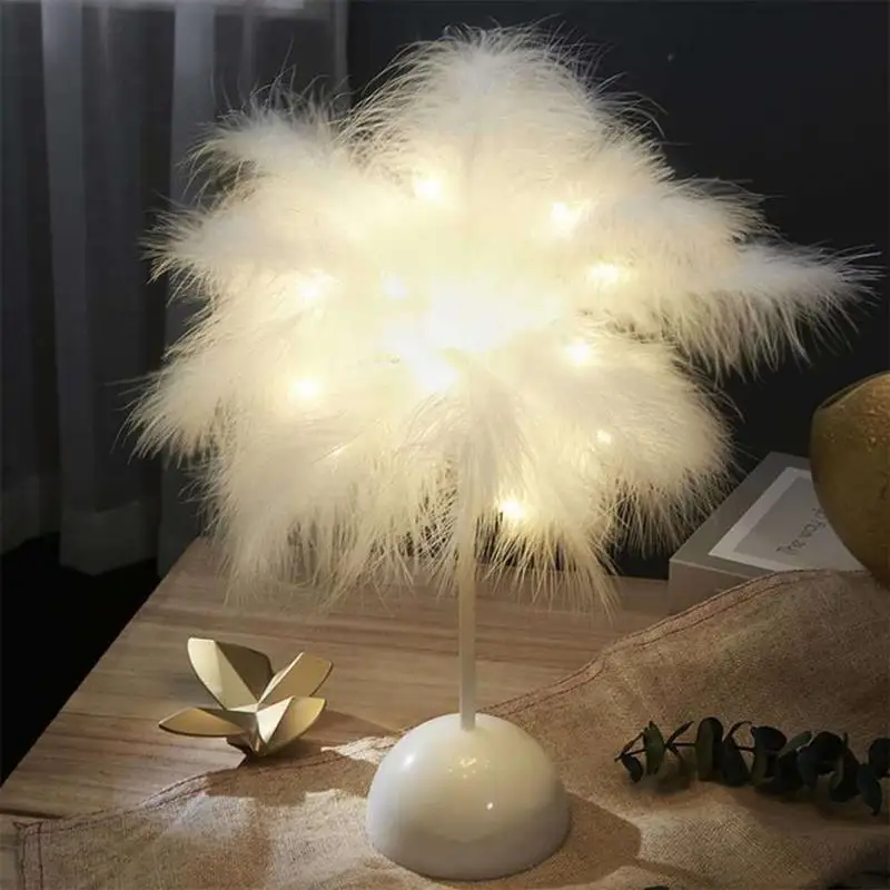 Перо Ночной светильник LED Fairy s настольная лампа для дома Гостиная детская Спальня