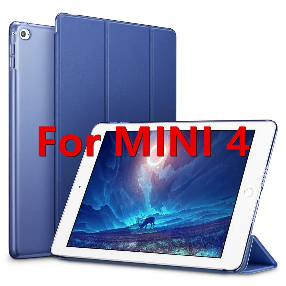 Blue for Mini 4 ESR из искусственной кожи чехол для iPad Mini 5 4 3 2 1 Фолио мягкая задняя трехслойная Подставка Авто спящий Пробуждение смарт-чехол для iPad Mini 5 - Цвет: Blue for Mini 4
