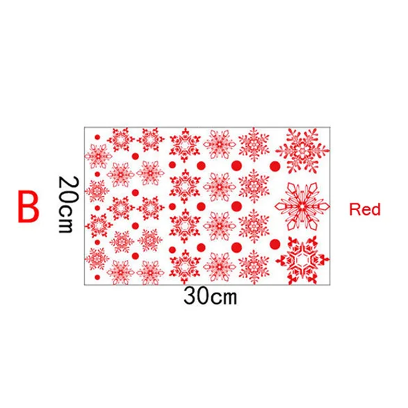B Белый/красный/синий Рождество Снежинка Электростатическая наклейка стекло окна украшения год стены стикеры s домашние наклейки обои - Цвет: B