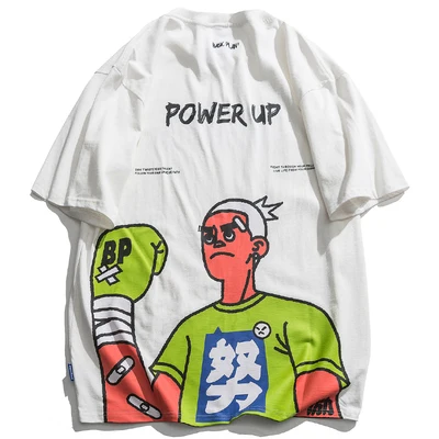 

han Men's summer loose hip-hop trend round neck T-shirt short-sleeved ins tide brand men's casual all-match t-shirt