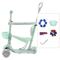4 in 1 flashing wheels kids scooter aluminium alloy frame kids trolley adjust height baby scooter suit for 1 10ages kids