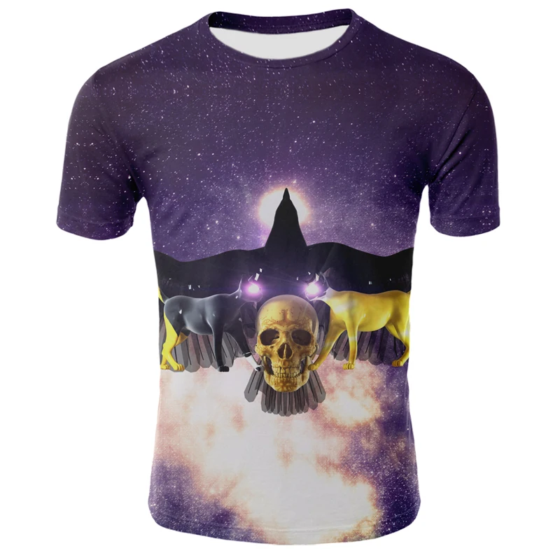 

3DT shirt 2021 hot sale men's short-sleeved T-shirt men's street skull print Harajuku top round neck T-shirt