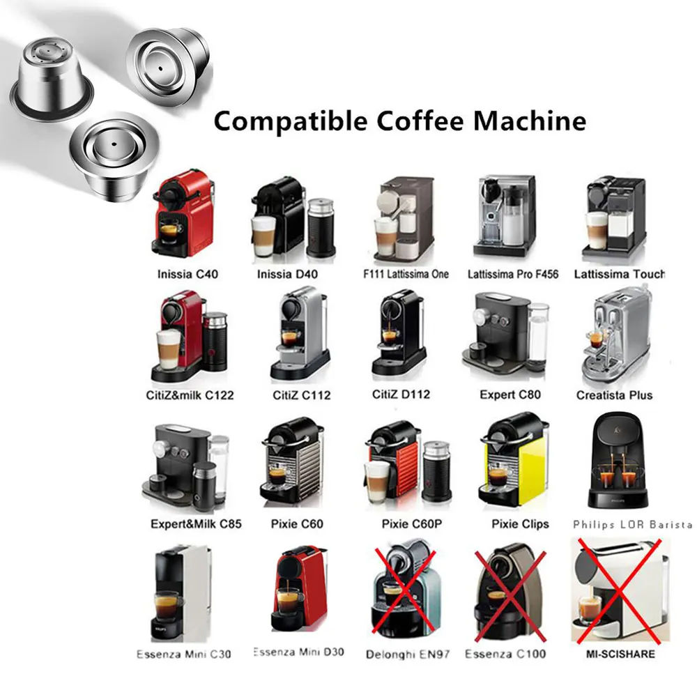 

Reusable Coffee Capsule for Nespresso Mahicne Rich Crema Filters stainless Steel Coffee Cup for Espress Lattissima Maker