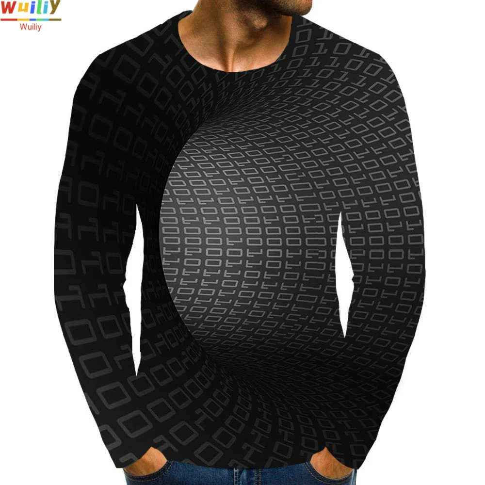 

Мужская длинная футболка с 3D-принтом, черная футболка с длинными рукавами и графическим рисунком, топы с рисунком, Мужская/женская футболка