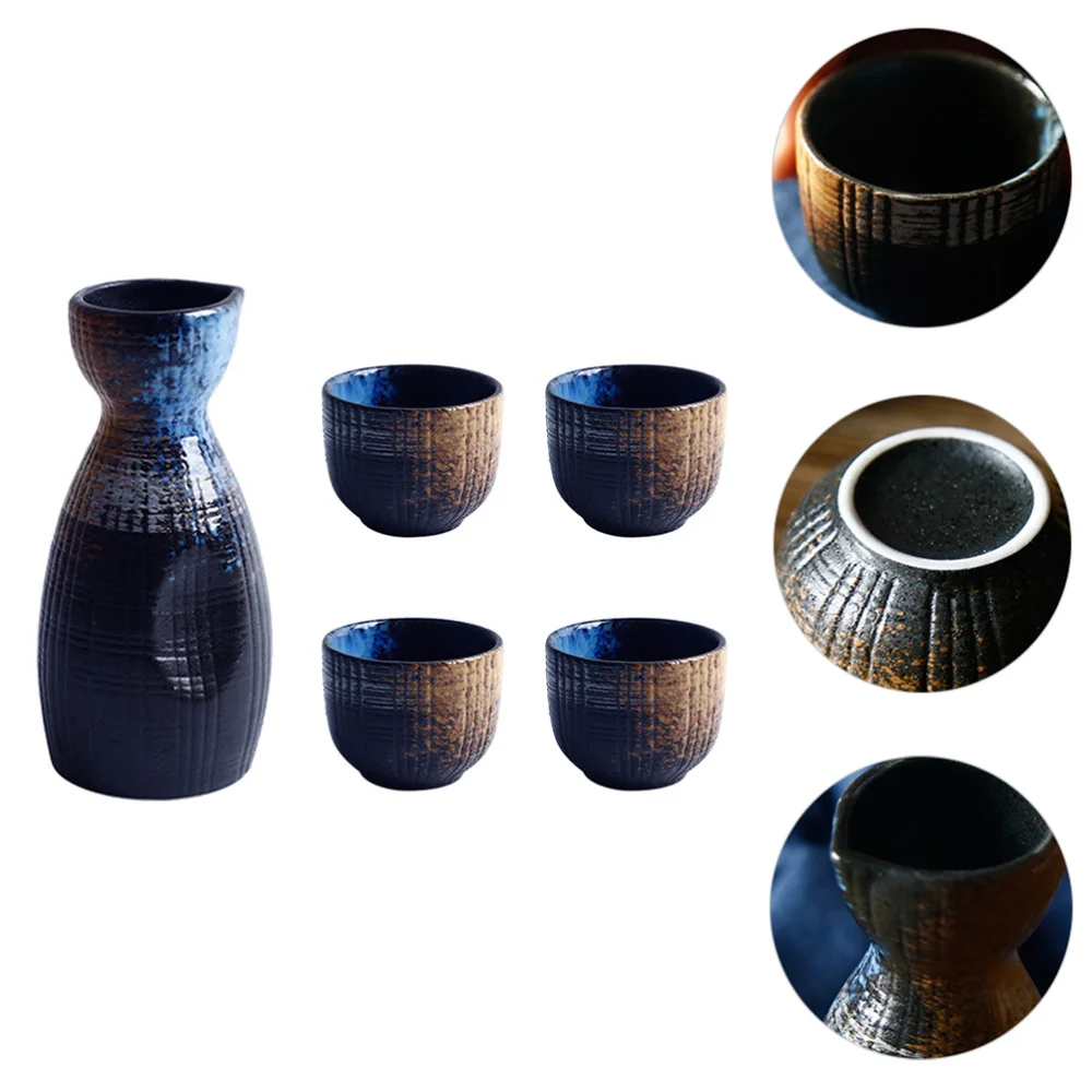 

1 Set Exquisite Japanese Style Ceramics Sake Cup Sake Pot Retro Sake Set