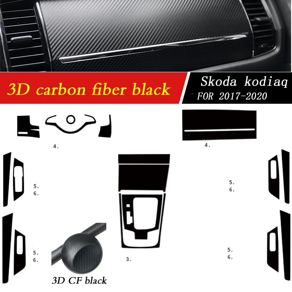 

Car-Styling 3D 5D Carbon Fiber Car Interior Center Console Color Change Molding Sticker Decals For Skoda kodiaq 2017-2020