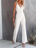 sexy jumpsuit sleeveless lace women v neck strap jumpsuits night party clubwear rompers bodycon elastic one piece overalls 2021