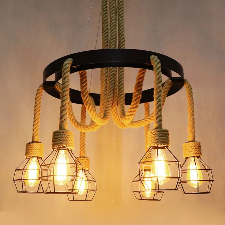 27 античный E пеньковая веревка промышленный современный подвесной светильник ing