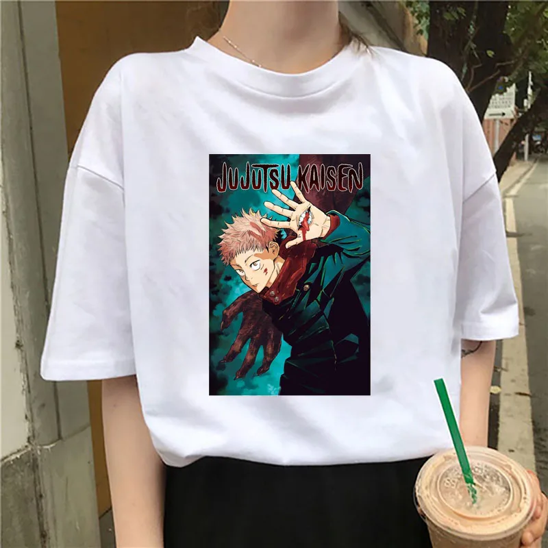 

2021 Summer Japan Anime Jujutsu Kaisen Print Tee Shirt Short Sleeve Tee Shirt for Women