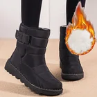 Женские ботинки, модные ботинки с пряжкой для женщин, черные зимние ботинки, женская водонепроницаемая обувь, женские легкие кроссовки на плоской подошве