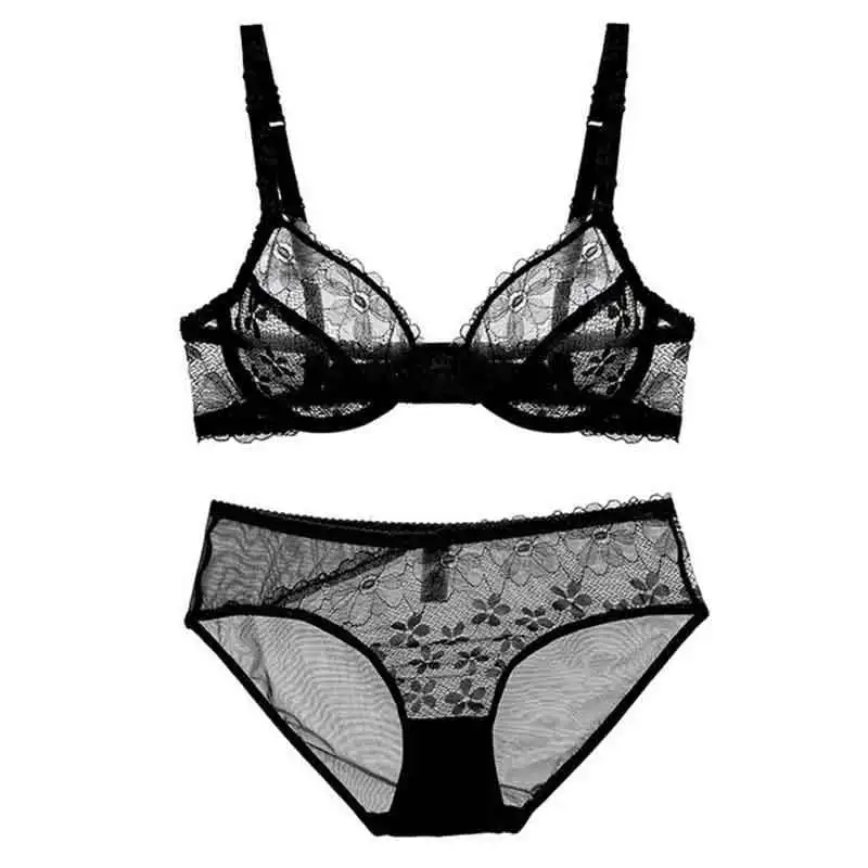 

New Summer Sexy Ultra-thin Transparent Temptation Lace Lingerie Ladies Bra Set Bra