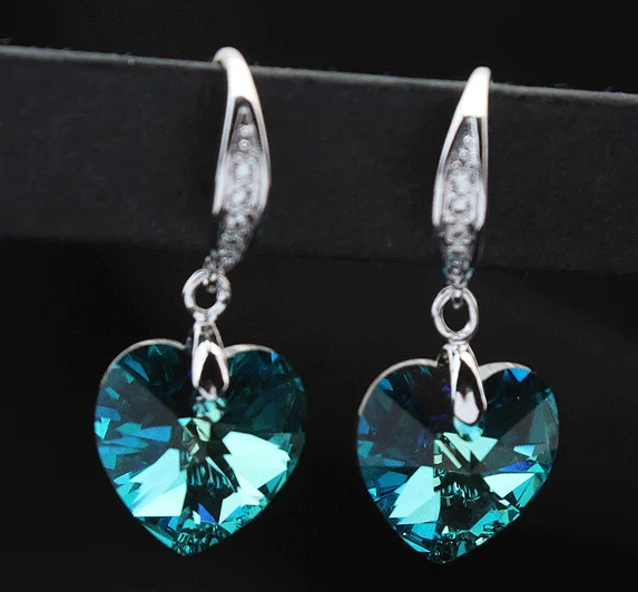 Женские серьги с инкрустированными кристаллами Swarovski элегантные вечерние капли