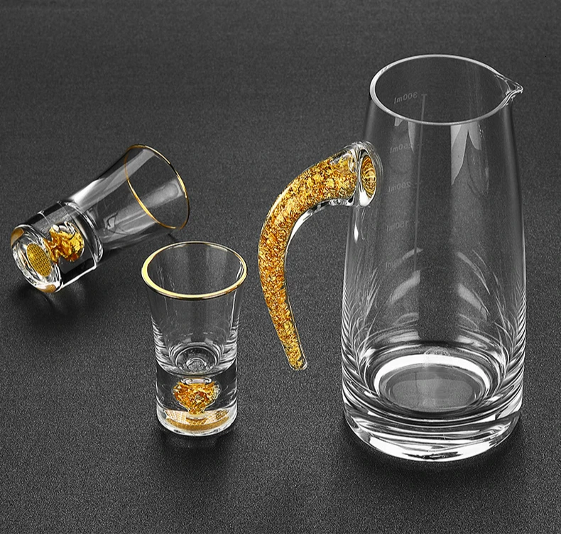 Лучшее качество 24K из золотой фольги Кристальный Саке спиртные напитки рюмка es глубина бомба коктейль миниатюрный винный бокал Sheezer крепкий напиток чашка