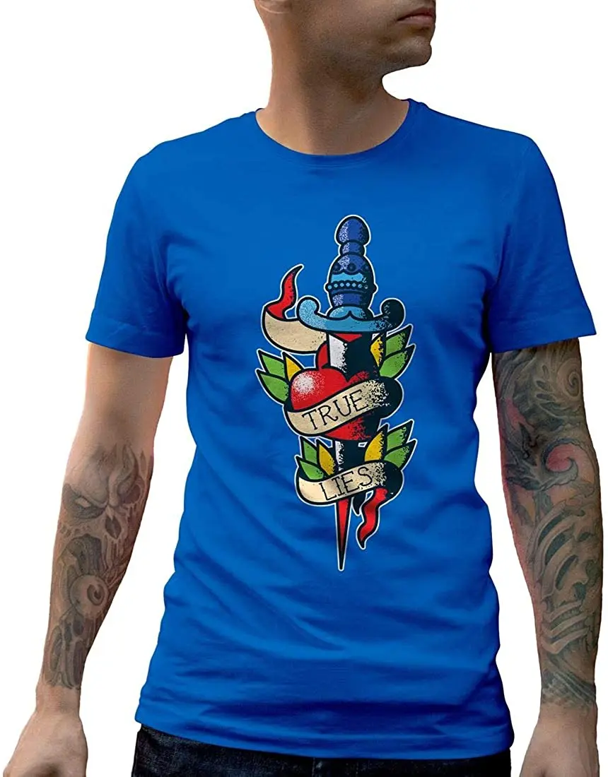 

Dagger Heart Tattoo Mens Crew Neck T-Shirt New Arrivals Tee Summer 2020 Pure Cotton Breathable Short Sleeve Tshirt