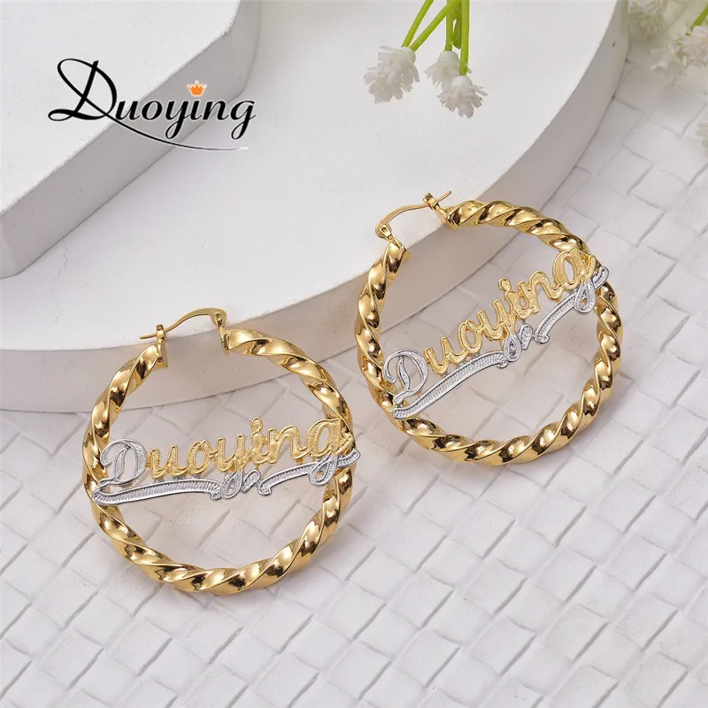 Индивидуальные серьги-кольца в виде веревки серьги стиле хип-хоп двух цветов