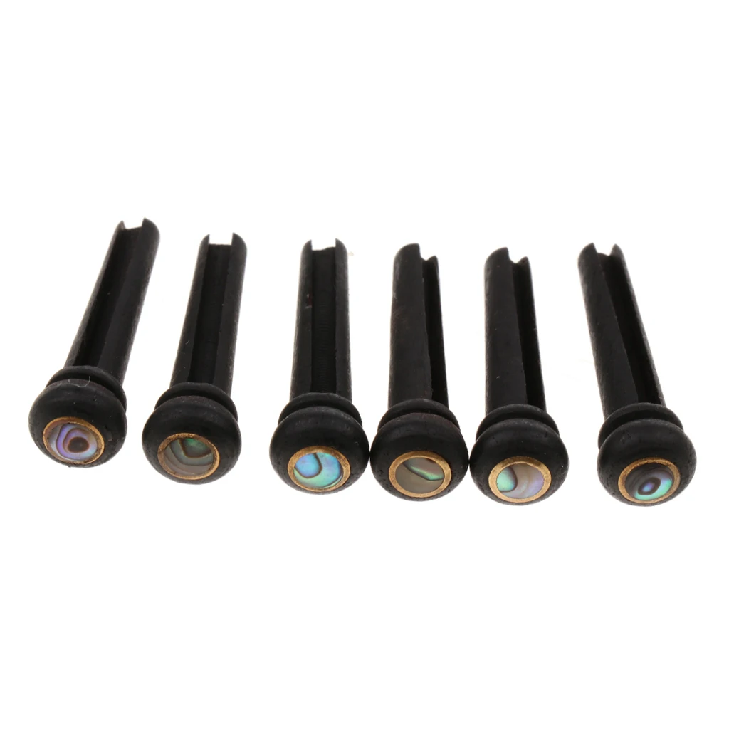 6x Abalone Dot Guitar Bridge End Pin Ebony &amp Large Green For Acoustic | Parts Accessories