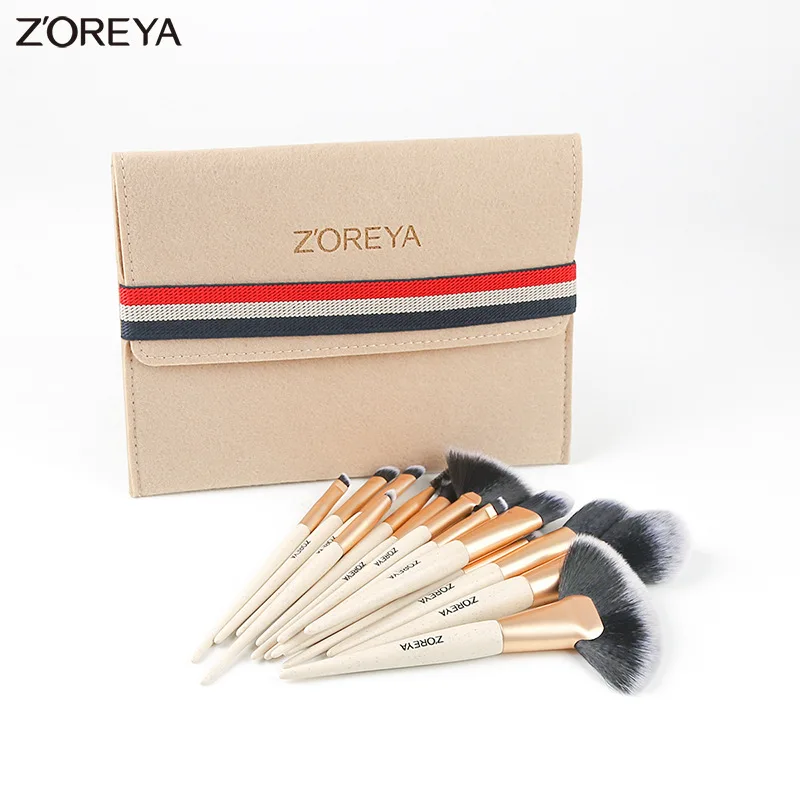 

ZOREYA 16PCS Makeup Beveled Lip Multifunction Brush Set Shading Shadows Foundation Eye Shadow Cosmetic Tools With Holder