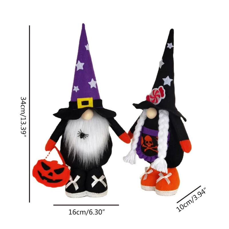 

Mr and Mrs Halloween Gnomes Couple Set of 2 Handmade Swedish Tomte Scandinavian