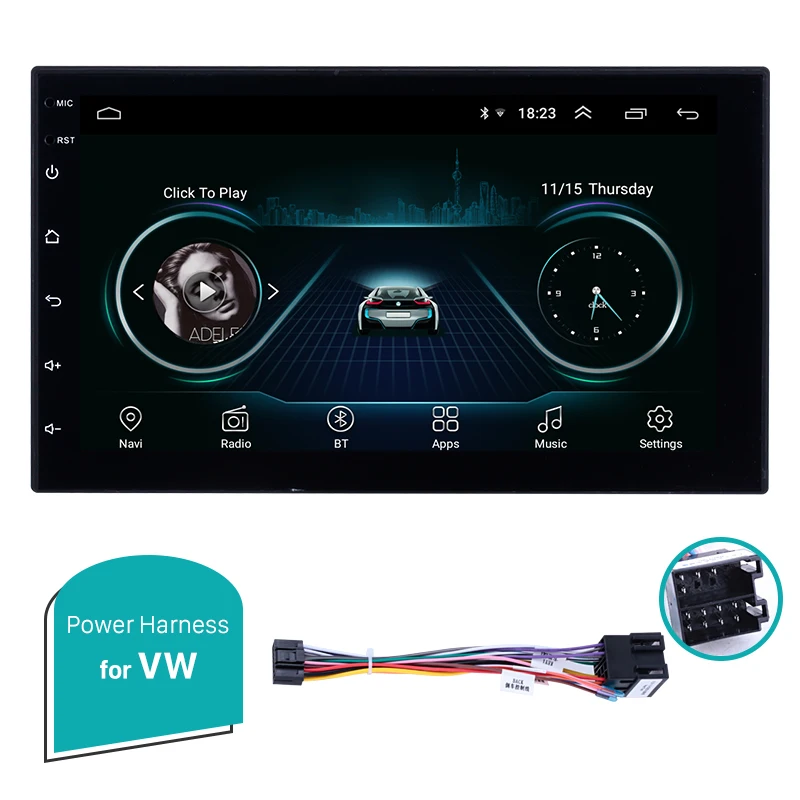 for VW ISO 80036 Harfey автомобильный мультимедийный плеер ОЗУ 2 ГБ+ ПЗУ 32 ГБ Android 8,1 " 2Din универсальный радио gps navi блок для VW Nissan Kia bluetooth - Цвет: for VW ISO 80036