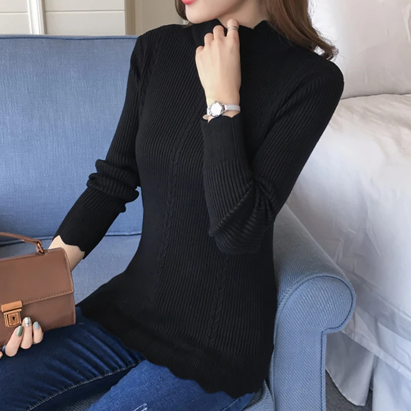 Women Sweater Turtleneck Pullover Autumn Winter Wool Thermal Sweaters Womens Clothes Knitted | Женская одежда