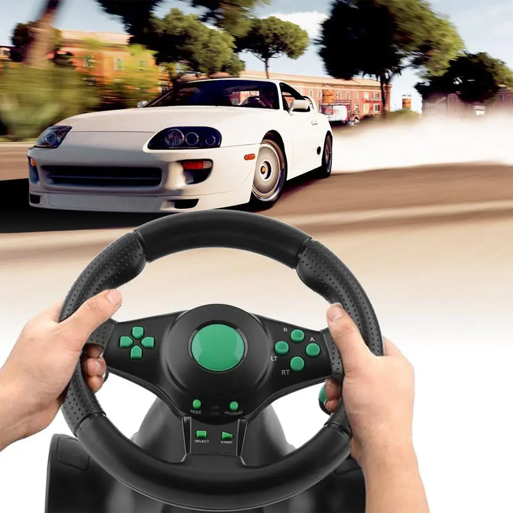 

180 Degree Rotation Gaming Vibration Racing Steering Wheel With Pedals For XBOX 360 For PS2 For PS3 PC USB Car Steering Wheel