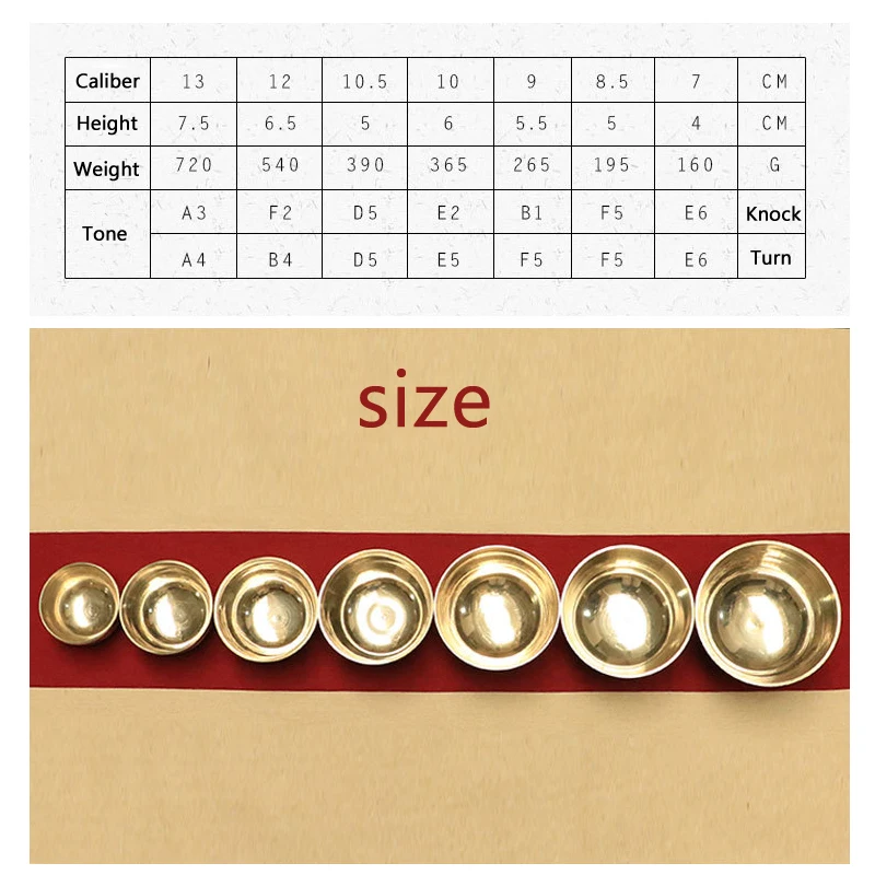 Набор из 7 предметов Поющая чаша тибетская искусственная Йога медитация