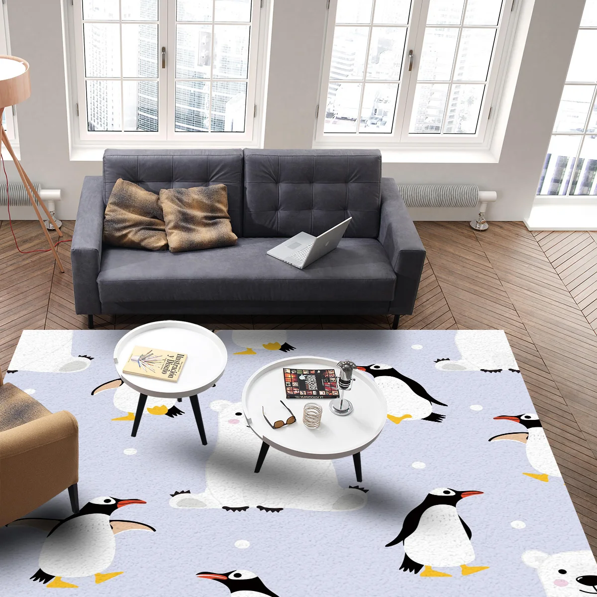 Мультяшные ковры с изображением белого медведя пингвина для кровати гостиной