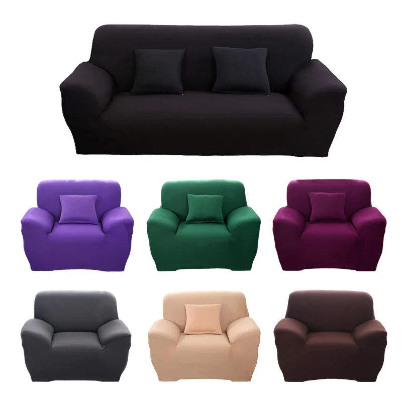 

Solid Color Couch Cover Elastic Stretch Spandex Sofa Cover Slipcovers for Living Room 1/2/3/4 Seater