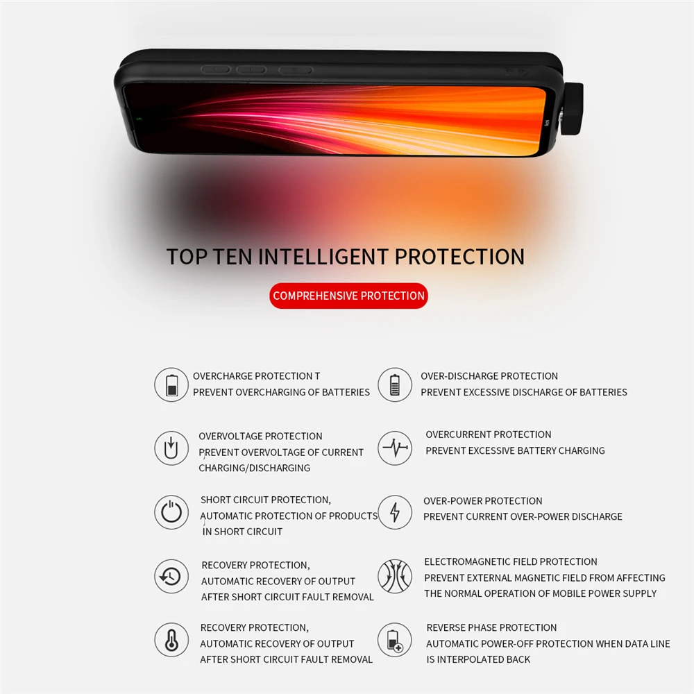 KQJYS 7000 мАч Внешний внешний аккумулятор для Redmi Note 8, чехол для питания, чехол для аккумулятора, внешний аккумулятор для Xiaomi Redmi Note 8 Pro