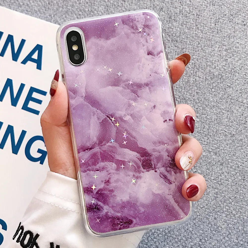 LAPOPNUT Glossy Cracked Marble Soft IMD Shockproof Case for IPhone 11 Pro Max XR XS X 8 Plus 7 6S 6 Slim Fit Silicone Back Cover |