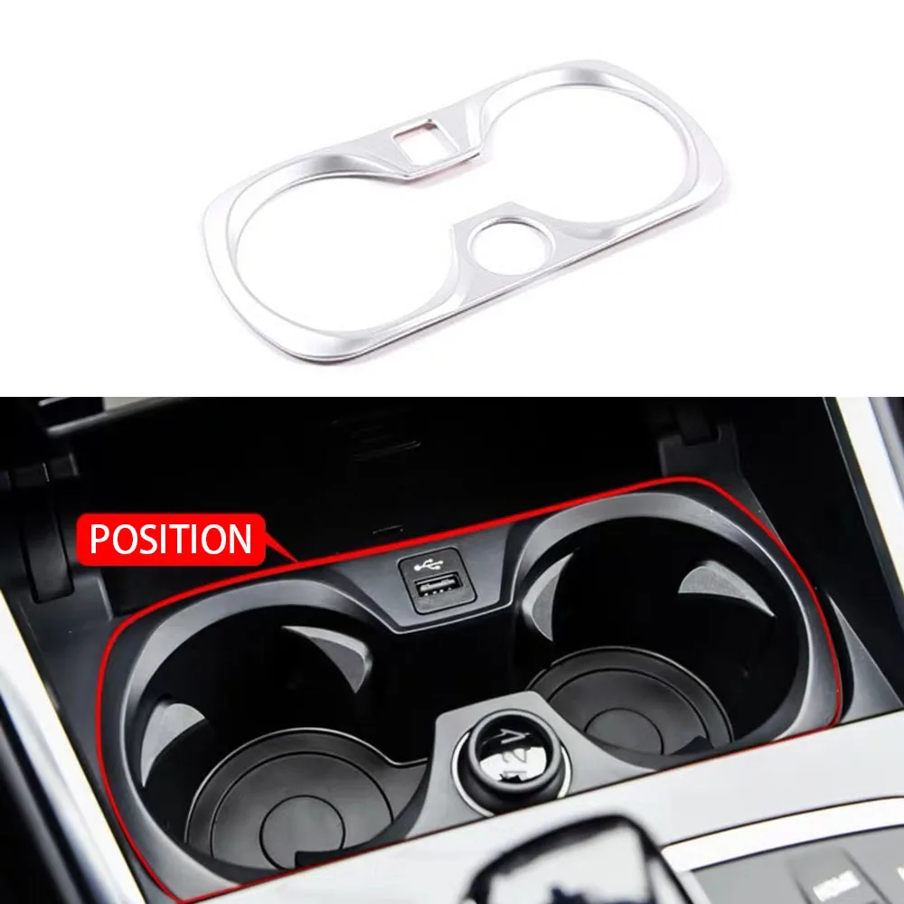 

JEAZEA Chrome Console Armrest Water Cup Holder Frame Decorative Cover Trim Sticker Fit For BMW 3 Series 2020 Car Styling