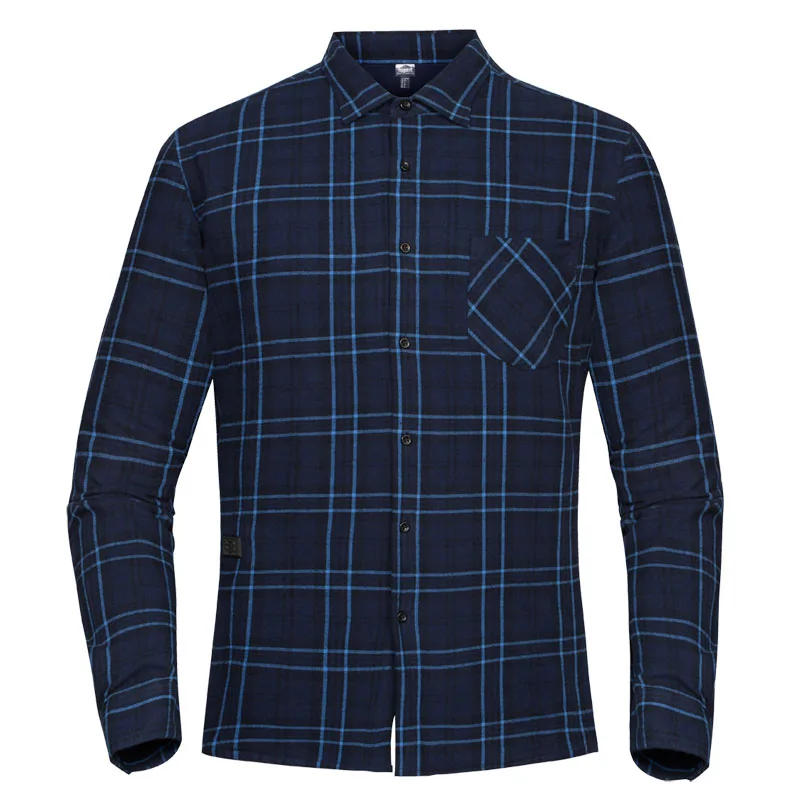 Navy Plaid SNOWWOLF мужские зимние уличные USB Инфракрасные рубашки с подогревом куртки с длинным рукавом с принтом клетчатая теплая рубашка для пеших прогулок скалолазания - Color: Navy Plaid