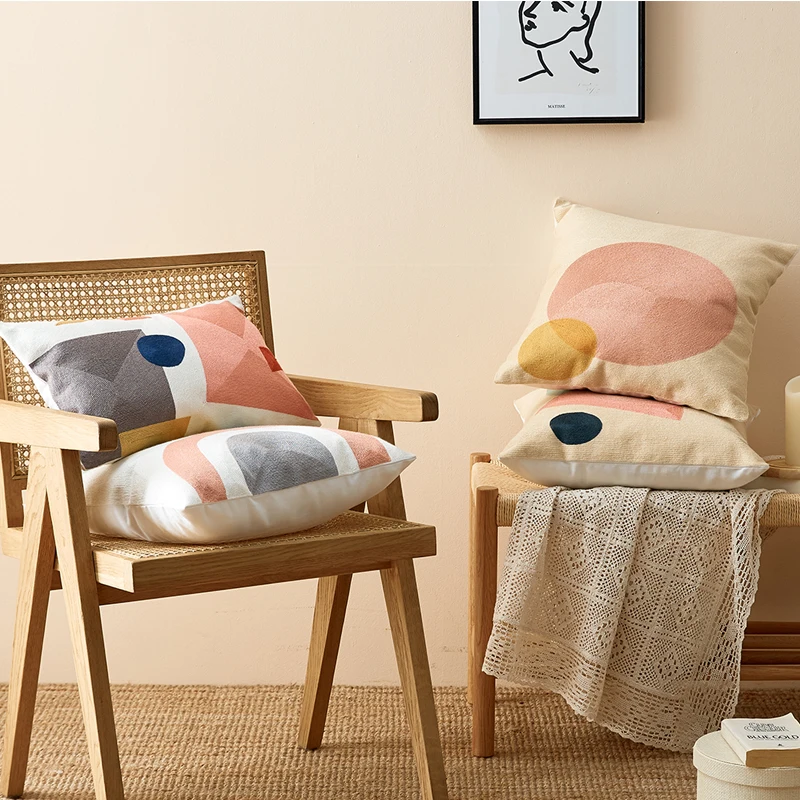 cushion cover 45x45cm30x50cm abrstract gometric pillow cover soft cozy home decoration for living room kids room color block free global shipping