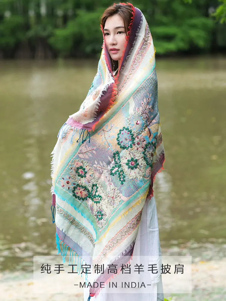 Шарф из 100% мериносовой шерсти Пашмина Женский жаккардовый пашминовый шарф с
