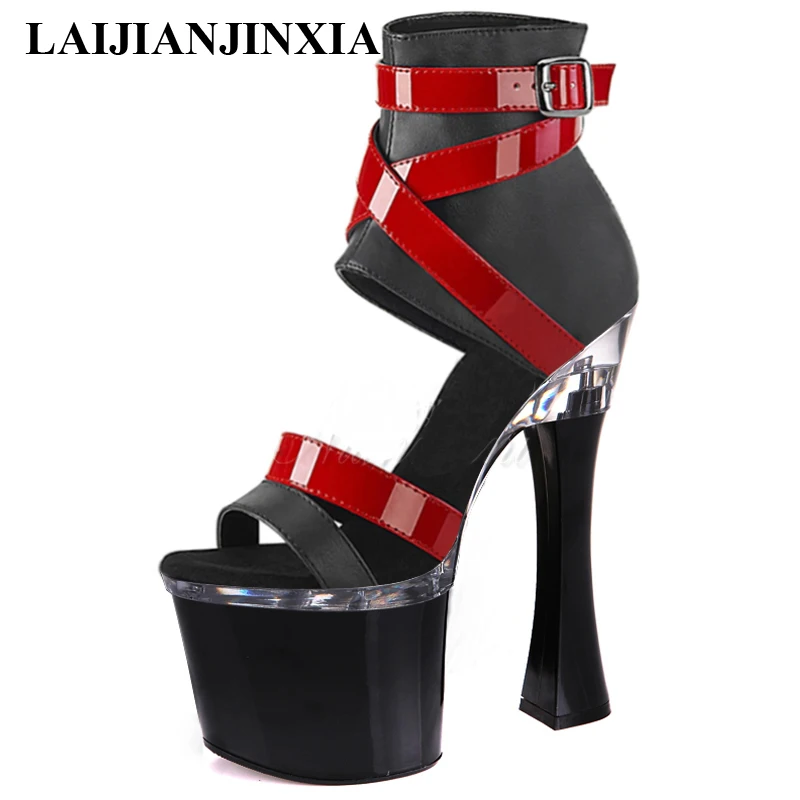

LAIJIANJINXIA New 18 Cm Super High Heels Sandals Nightclub Dance Shoes Buckle Strap Selling Spike Heels Women Shoes