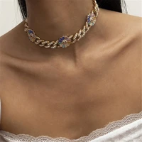 2021 new cuban womens necklace sexy and fashionable womens sunflower accessories gold and personality full of low price