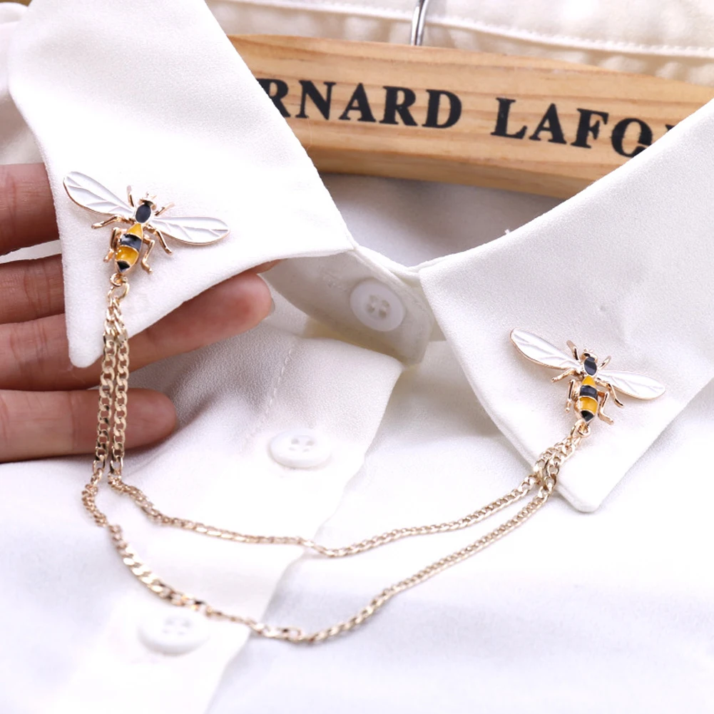 

Cute Bee Vintage Brooches Pins Animal Alloy Metal Chain Brooch Broches Man Suit Shirt Collar Tassel Lapel Pin Women Jewelry Gift
