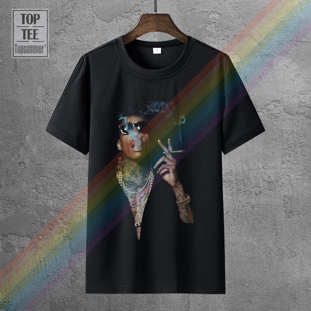 

Wiz Khalifa Portrait Smoking Tee-Shirt Hippie Goth T Shirt Retro Gothic Korean Sweetshirts Novelties T Shirts Emo Punk Tshirts