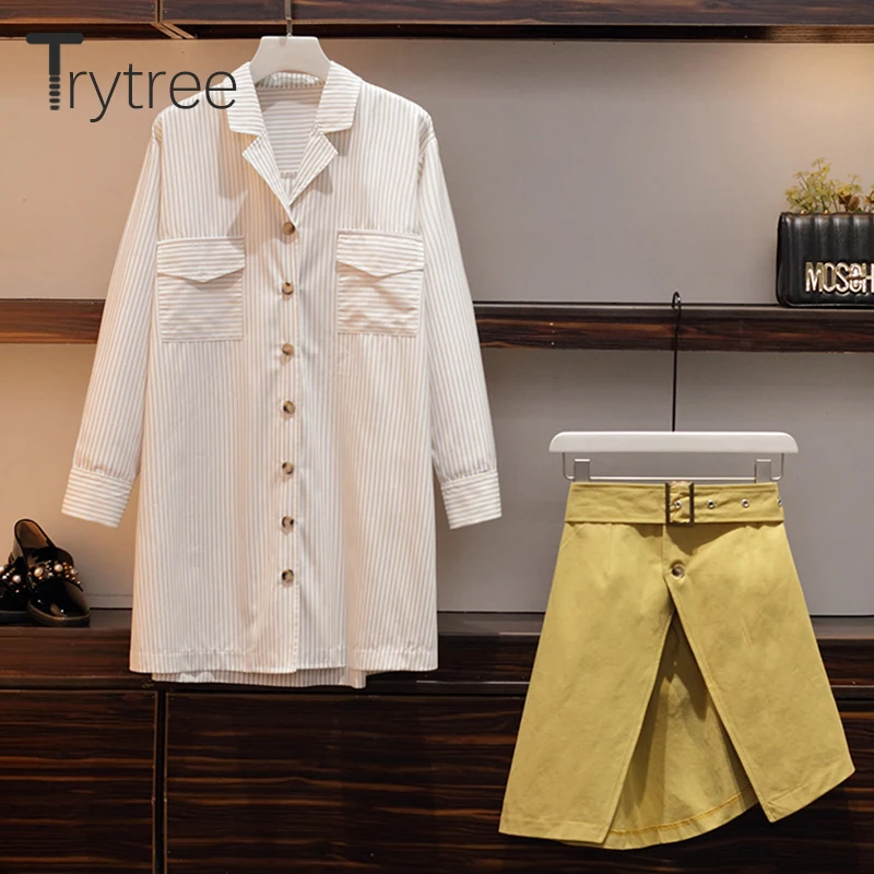 Осенний Женский комплект из двух предметов Trytree 2020 Повседневная рубашка с