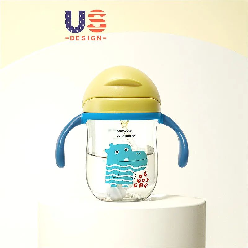 Baby drinking cup kindergarten baby fall-proof choke-proof gravity ball handle Drink cup children's straw cup baby cup
