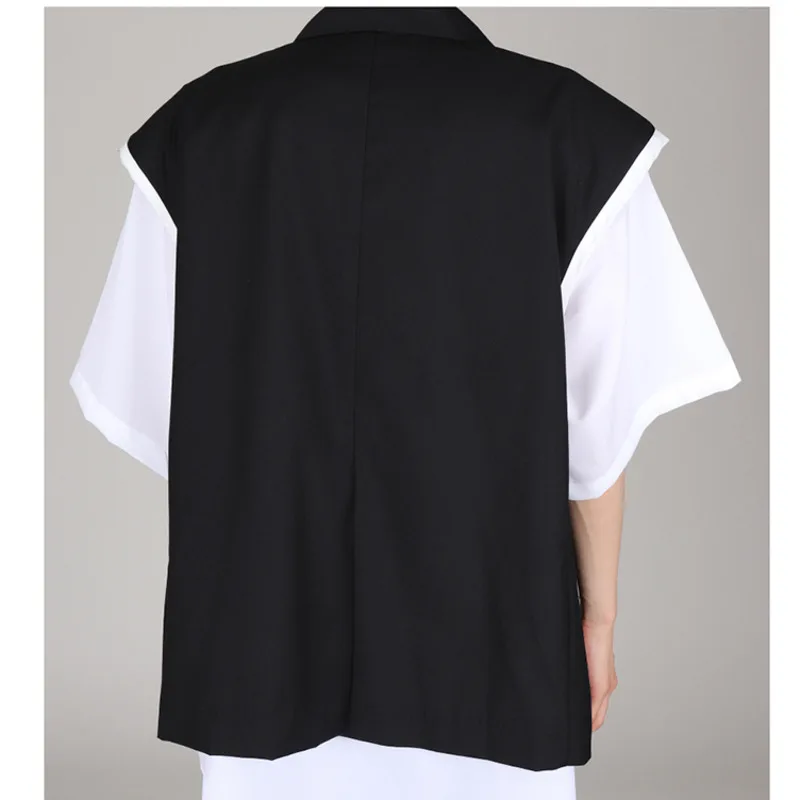 

IEFB Men's Vest Elegant 2021 New Loose Black Single Breasted Korean Black Pocket Formal Work Wear Business Casual Waistcoat Tide