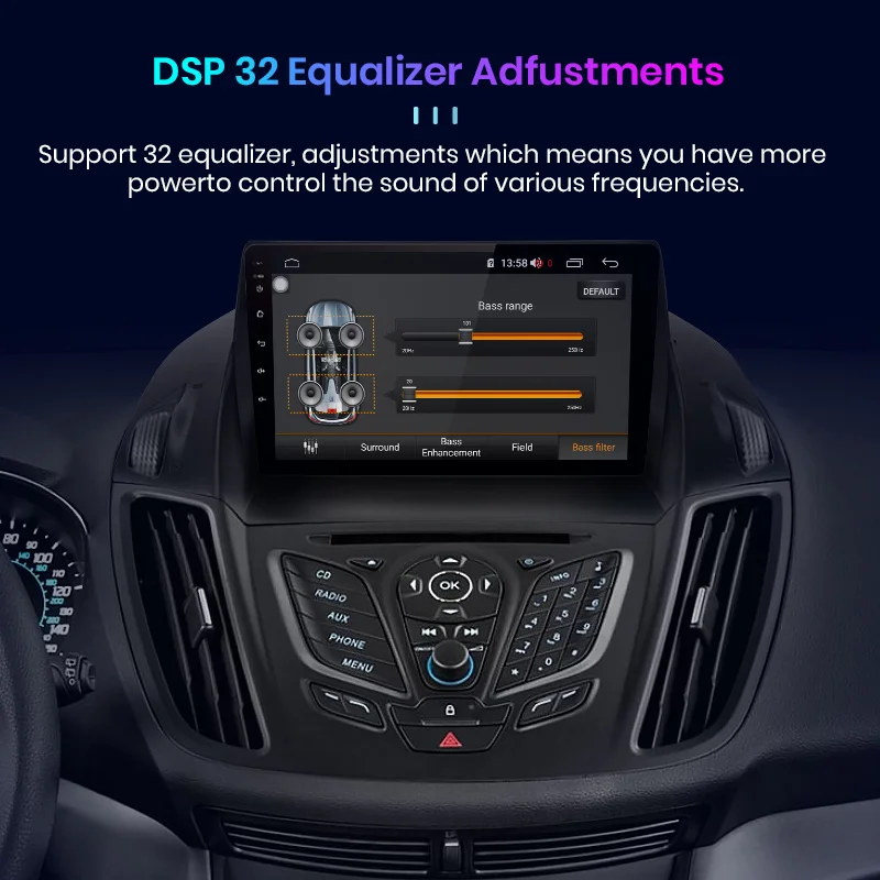 AWESAFE 2дин магнитола для Ford Escape Kuga 2 2013-2016 8-ЯДЕР 8 + 256ГБ Штатная din android DSP RDS FM DAB+